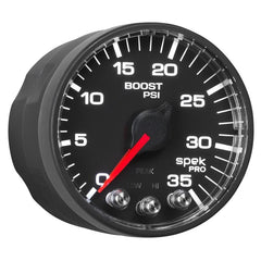AutoMeter - Autometer Spek-Pro Gauge Boost 2 1/16in 35psi Stepper Motor W/Peak & Warn Black/Black - Demon Performance