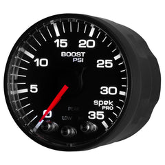 AutoMeter - Autometer Spek-Pro Gauge Boost 2 1/16in 35psi Stepper Motor W/Peak & Warn Black/Black - Demon Performance