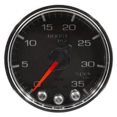 AutoMeter - Autometer Spek-Pro Gauge Boost 2 1/16in 35psi Stepper Motor W/Peak & Warn Black/Chrome - Demon Performance