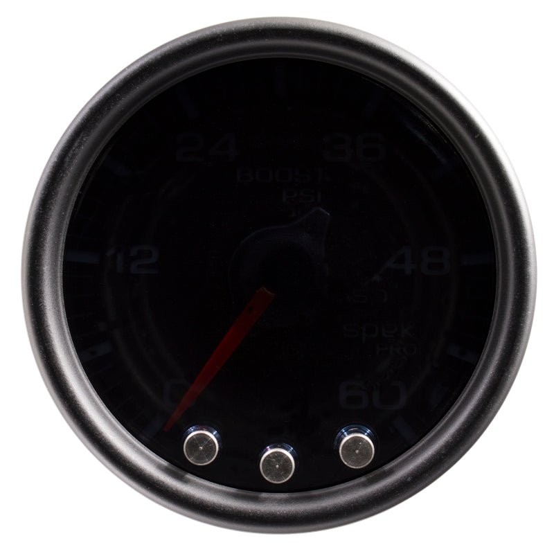 AutoMeter - Autometer Spek-Pro Gauge Boost 2 1/16in 60psi Stepper Motor W/Peak & Warn Blk/Smoke/Black - Demon Performance