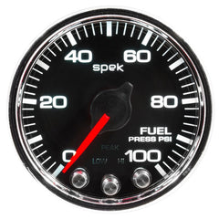 AutoMeter - Autometer Spek-Pro Gauge Fuel Press 2 1/16in 100psi Stepper Motor W/Peak & Warn Blk/Chrm - Demon Performance