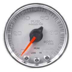 AutoMeter - Autometer Spek-Pro Gauge Fuel Press 2 1/16in 100psi Stepper Motor W/Peak & Warn Slvr/Chrm - Demon Performance