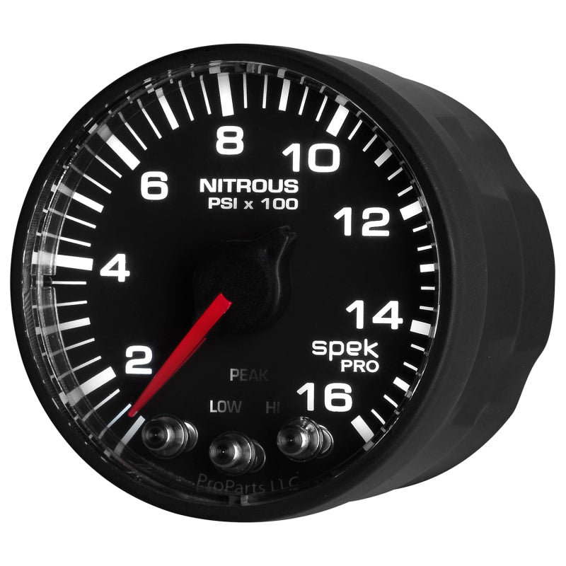 AutoMeter - Autometer Spek-Pro Gauge Nitrous Press 2 1/16in 1600psi Stepper Motor W/Peak & Warn Blk/Blk - Demon Performance