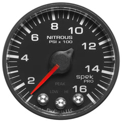 AutoMeter - Autometer Spek-Pro Gauge Nitrous Press 2 1/16in 1600psi Stepper Motor W/Peak & Warn Blk/Blk - Demon Performance
