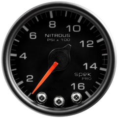 AutoMeter - Autometer Spek-Pro Gauge Nitrous Press 2 1/16in 1600psi Stepper Motor W/Peak & Warn Blk/Blk - Demon Performance