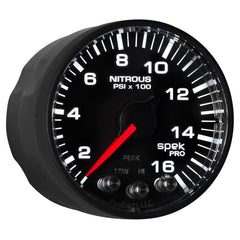 AutoMeter - Autometer Spek-Pro Gauge Nitrous Press 2 1/16in 1600psi Stepper Motor W/Peak & Warn Blk/Blk - Demon Performance
