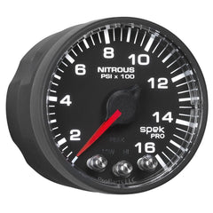 AutoMeter - Autometer Spek-Pro Gauge Nitrous Press 2 1/16in 1600psi Stepper Motor W/Peak & Warn Blk/Blk - Demon Performance