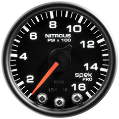 AutoMeter - Autometer Spek-Pro Gauge Nitrous Press 2 1/16in 1600psi Stepper Motor W/Peak & Warn Blk/Blk - Demon Performance