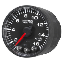 AutoMeter - Autometer Spek-Pro Gauge Nitrous Press 2 1/16in 1600psi Stepper Motor W/Peak & Warn Blk/Blk - Demon Performance