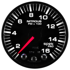 AutoMeter - Autometer Spek-Pro Gauge Nitrous Press 2 1/16in 1600psi Stepper Motor W/Peak & Warn Blk/Blk - Demon Performance