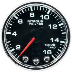 AutoMeter - Autometer Spek-Pro Gauge Nitrous Press 2 1/16in 1600psi Stepper Motor W/Peak & Warn Blk/Chrm - Demon Performance