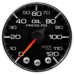 AutoMeter - Autometer Spek-Pro Gauge Oil Press 2 1/16in 120psi Stepper Motor W/Peak & Warn Blk/Chrm - Demon Performance