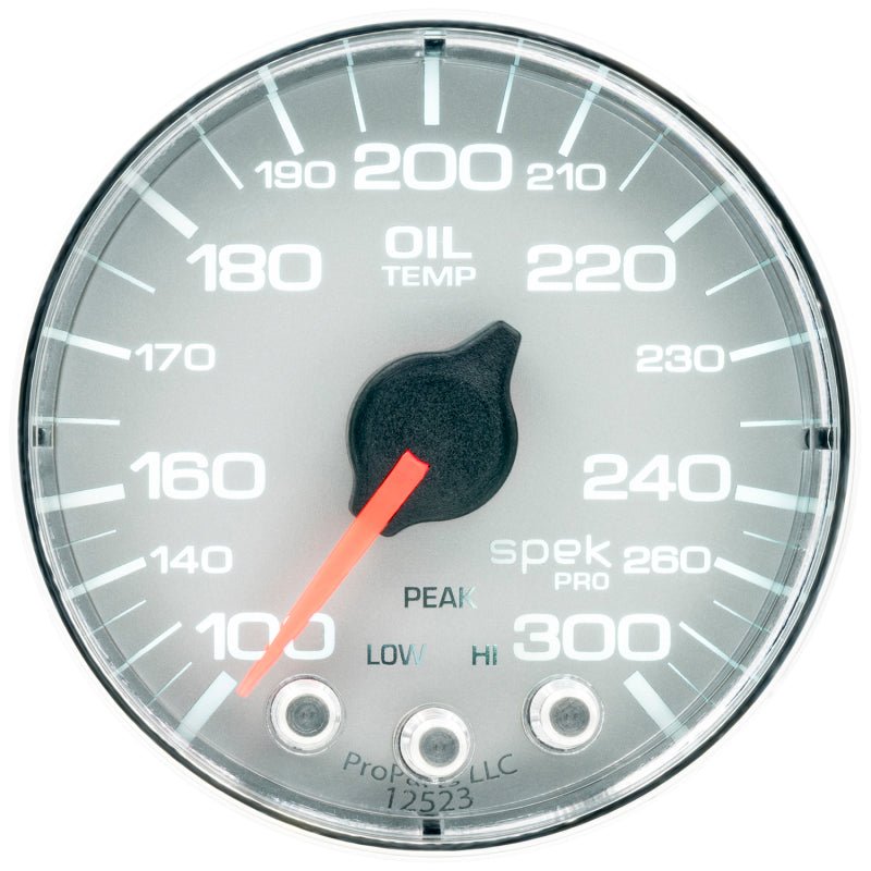 AutoMeter - Autometer Spek-Pro Gauge Oil Temp 2 1/16in 300f Stepper Motor W/Peak & Warn Slvr/Chrm - Demon Performance