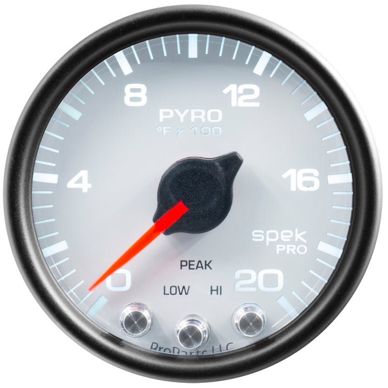 AutoMeter - Autometer Spek-Pro Gauge Pyro. (Egt) 2 1/16in 2000f Stepper Motor W/Peak & Warn Wht/Blk - Demon Performance