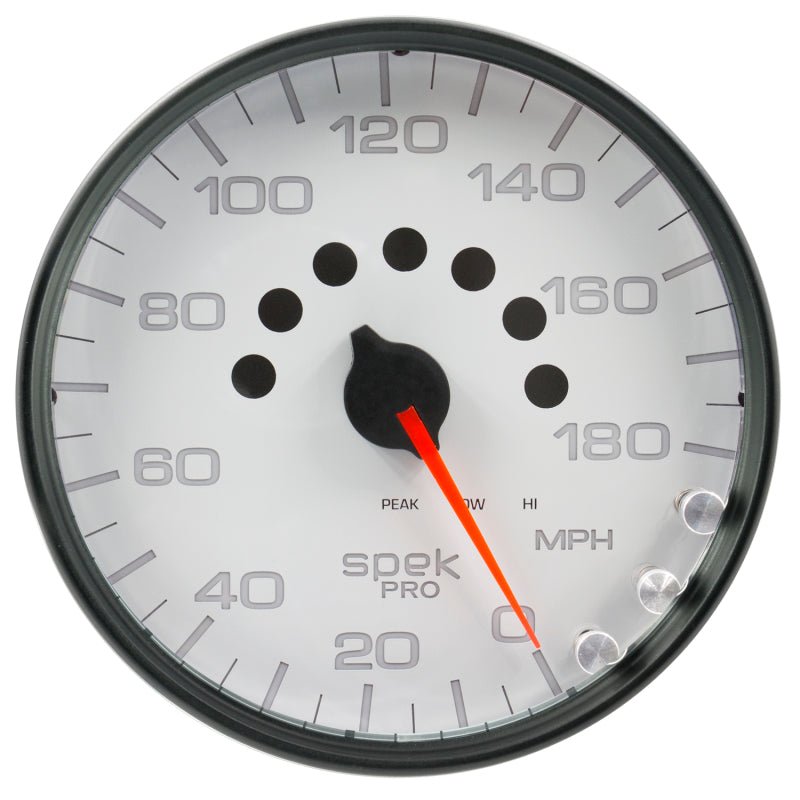 AutoMeter - Autometer Spek-Pro Gauge Speedometer 5in 180 Mph Elec. Programmable White/Black - Demon Performance