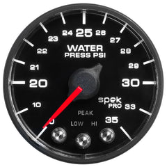 AutoMeter - Autometer Spek-Pro - Nascar 2-1/16in Water Press 0- 35 psi Bfb Sp - Demon Performance