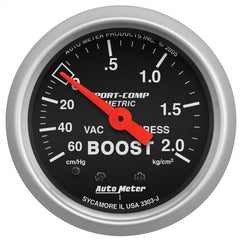 AutoMeter - Autometer Sport-Comp 52mm 60 cm/Hg-2.0 Kg/Cm2 Mechanical Boost Gauge - Demon Performance