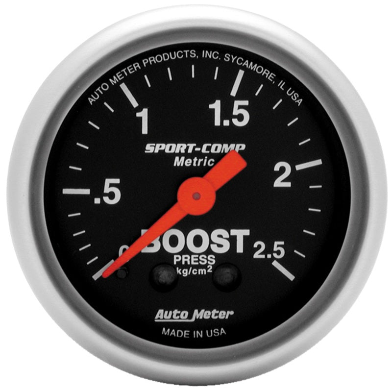 AutoMeter - Autometer Sport-Comp 52mm METRIC 0-2.5kg/Cm2 Mechanical Gauge - Demon Performance