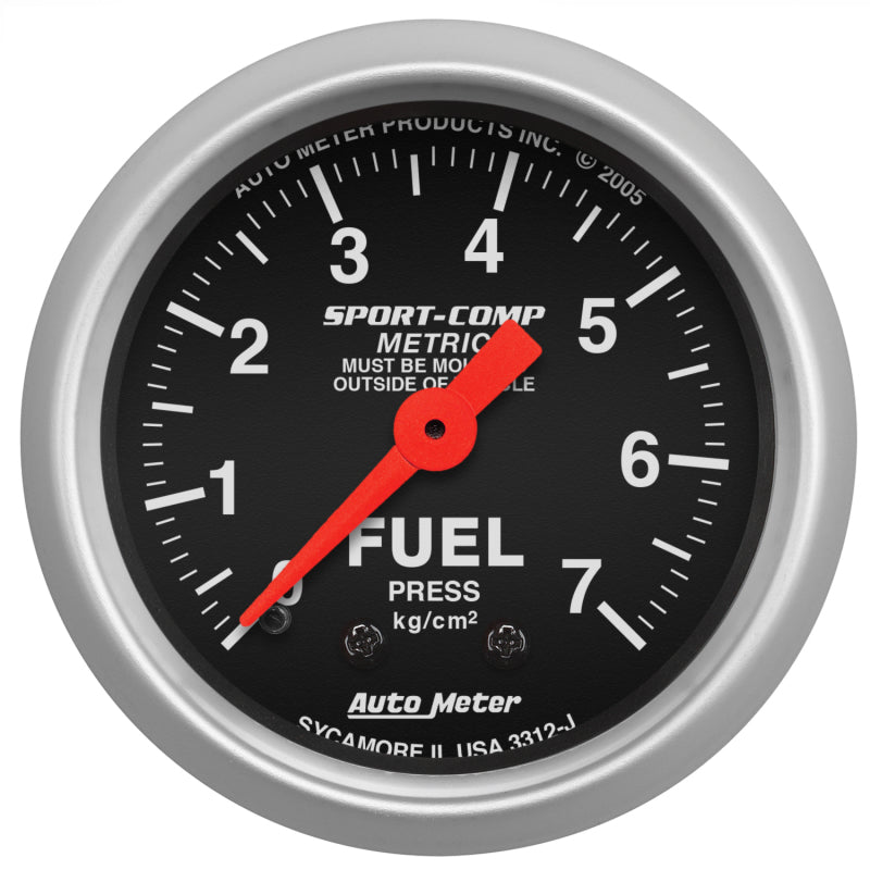 AutoMeter - Autometer Sport-Comp 52mm METRIC Fuel Pressure Mechanical Gauge - Demon Performance