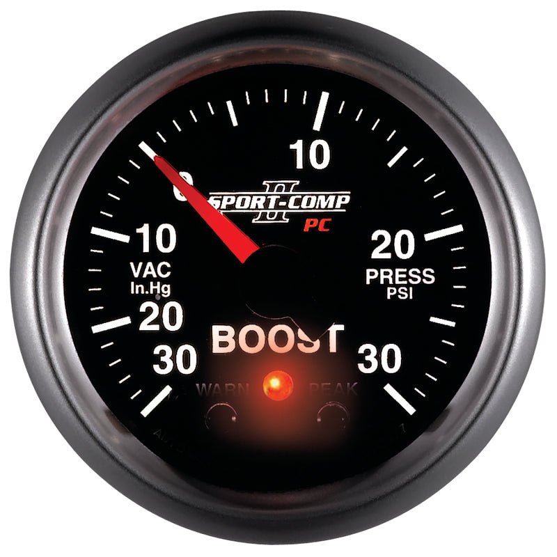 AutoMeter - Autometer Sport-Comp II 52mm 30 IN HG / 30 PSI Electronic Boost/Vacuum Gauge - Demon Performance