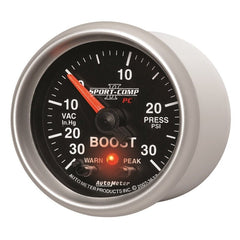 AutoMeter - Autometer Sport-Comp II 52mm 30 IN HG / 30 PSI Electronic Boost/Vacuum Gauge - Demon Performance