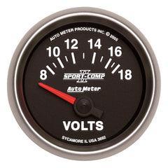 AutoMeter - Autometer Sport-Comp II 52mm 8-18 Volt Short Sweep Electronic Voltmeter - Demon Performance