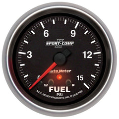 AutoMeter - Autometer Sport-Comp II Fuel Pressure Gauge 2 5/8in 15PSI Stepper Motor w/ Peak & Warn - Demon Performance