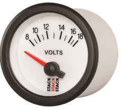 AutoMeter - Autometer Stack 52mm 8-18V Electric Battery Voltage Gauge - White - Demon Performance