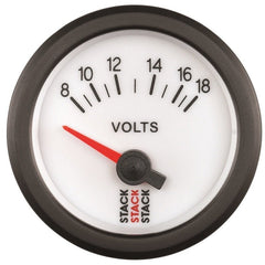 AutoMeter - Autometer Stack 52mm 8-18V Electric Battery Voltage Gauge - White - Demon Performance