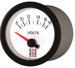 AutoMeter - Autometer Stack 52mm 8-18V Electric Battery Voltage Gauge - White - Demon Performance