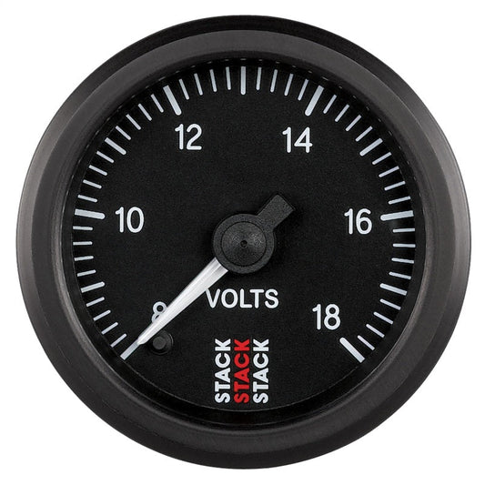 AutoMeter - Autometer Stack 52mm 8-18V Pro Stepper Motor Battery Voltage Gauge - Black - Demon Performance
