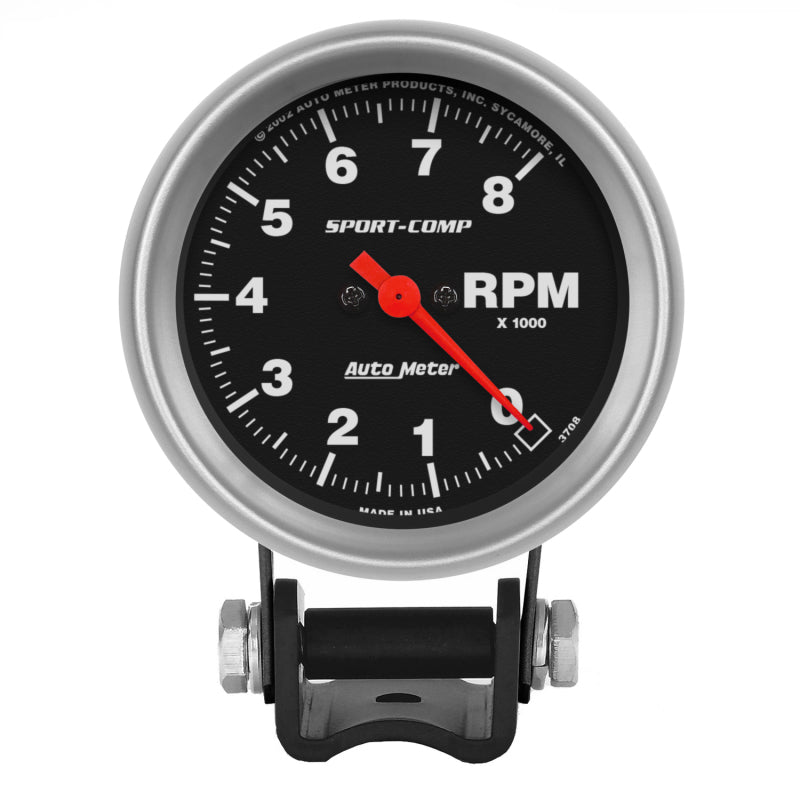 AutoMeter - Autometer Standard 2-5/8in 8,000 RPM Pedestal Mount Tachometer Sport Comp - Demon Performance