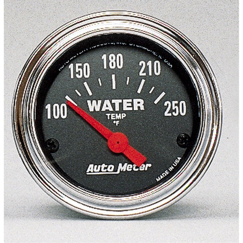 AutoMeter - Autometer Traditional Chrome 52mm 100-250 Deg F Short Sweep Electricall Water Temperataure Gauge - Demon Performance