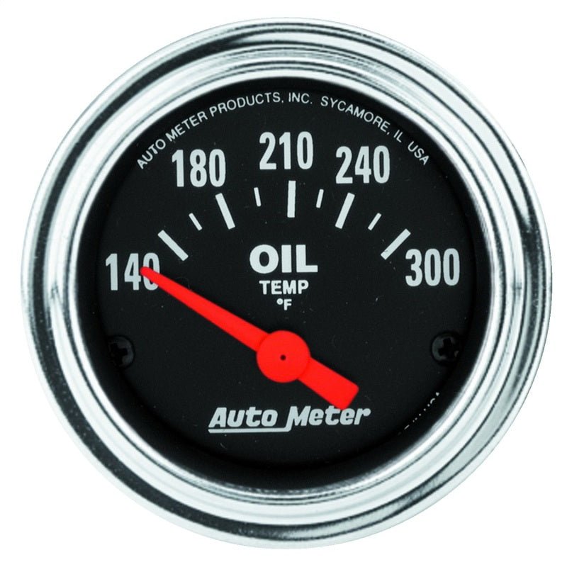 AutoMeter - Autometer Traditional Chrome 52mm 140-300 Degree F Short Sweep Electrical Oil Temperature Gauge - Demon Performance