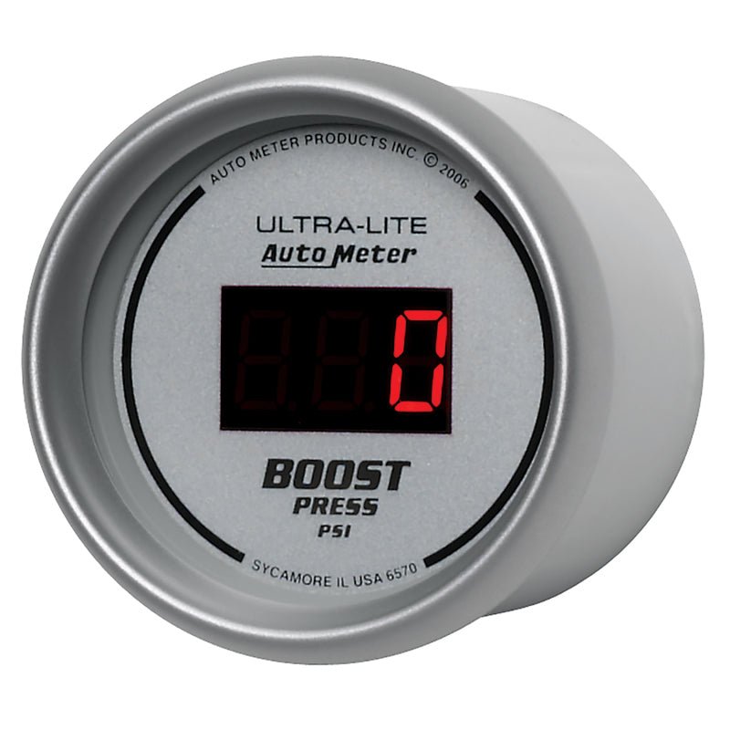 AutoMeter - Autometer Ultra-Lite 2-1/16in 5-60 PSI Digital Boost Pressure Gauge - Silver - Demon Performance