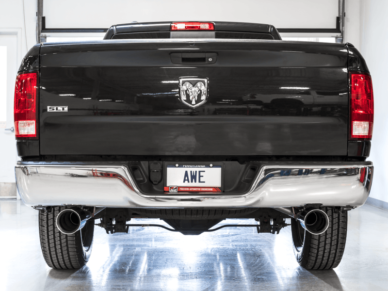 AWE Tuning - AWE Tuning 09-18 RAM 1500 5.7L (w/o Cutout) 0FG Dual Rear Exit Cat-Back Exhaust - Chrome Silver Tips - Demon Performance