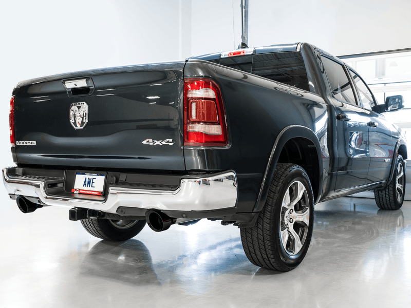 AWE Tuning - AWE Tuning 19-21 RAM 1500 5.7L (w/Cutouts) 0FG Dual Rear Exit Cat-Back Exhaust - Diamond Black Tips - Demon Performance