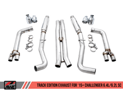 AWE Tuning - AWE Tuning 2015+ Dodge Challenger 6.4L/6.2L SC Track Edition Exhaust - Quad Chrome Silver Tips - Demon Performance