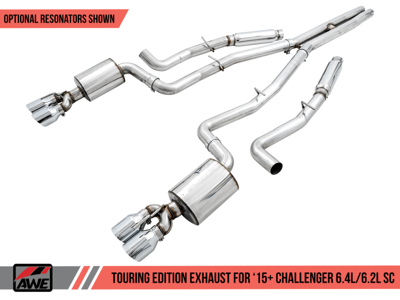 AWE Tuning - AWE Tuning 2015+ Dodge Challenger 6.4L/6.2L SC Track Edition Exhaust - Quad Chrome Silver Tips - Demon Performance