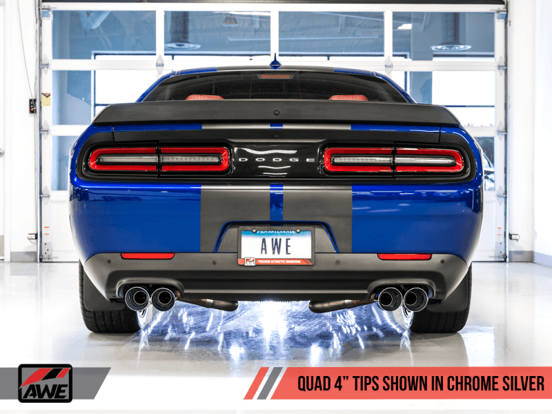 AWE Tuning - AWE Tuning 2017+ Challenger 5.7L Touring Edition Exhaust - Non-Resonated - Chrome Silver Quad Tips - Demon Performance