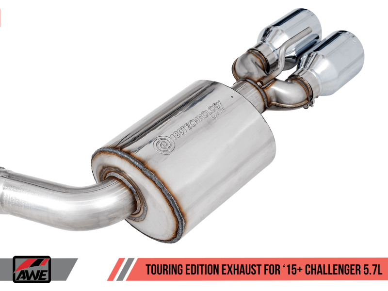 AWE Tuning - AWE Tuning 2017+ Challenger 5.7L Touring Edition Exhaust - Non-Resonated - Chrome Silver Quad Tips - Demon Performance