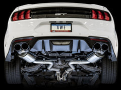 AWE Tuning - AWE Tuning 2018+ Ford Mustang GT (S550) Cat-back Exhaust - Touring Edition (Quad Chrome Silver Tips) - Demon Performance