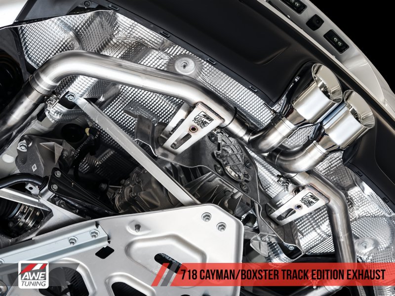 AWE Tuning - AWE Tuning Porsche 718 Boxster / Cayman Track Edition Exhaust - Chrome Silver Tips - Demon Performance