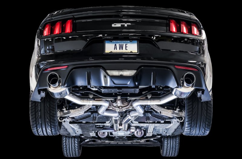 AWE Tuning - AWE Tuning S550 Mustang GT Cat-back Exhaust - Touring Edition (Chrome Silver Tips) - Demon Performance