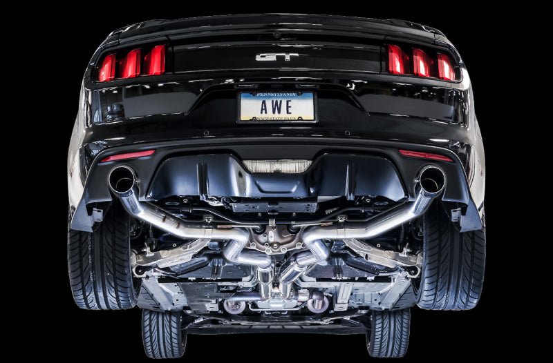 AWE Tuning - AWE Tuning S550 Mustang GT Cat-back Exhaust - Track Edition (Chrome Silver Tips) - Demon Performance