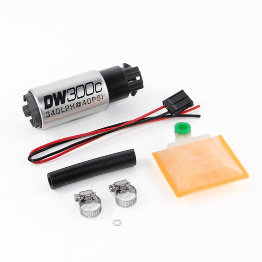 DeatschWerks - DeatschWerks 340lph DW300C Compact Fuel Pump w/ Universal Install Kit (w/ Mounting Clips) - Demon Performance