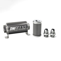 DeatschWerks - DeatschWerks Stainless Steel 10AN 100 Micron Universal Inline Fuel Filter Housing Kit (110mm) - Demon Performance