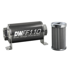 DeatschWerks - DeatschWerks Stainless Steel 10AN 100 Micron Universal Inline Fuel Filter Housing Kit (110mm) - Demon Performance