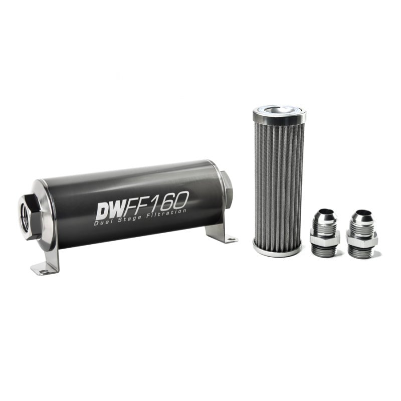 DeatschWerks - DeatschWerks Stainless Steel 10AN 100 Micron Universal Inline Fuel Filter Housing Kit (160mm) - Demon Performance
