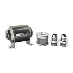 DeatschWerks - DeatschWerks Stainless Steel 10AN 100 Micron Universal Inline Fuel Filter Housing Kit (70mm) - Demon Performance